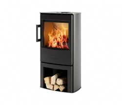 Wiking Mini 4 BLACK - Freestanding Wood Burning Stove with Open Log Store