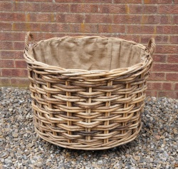 Large, Wheeled Log Basket ROUND (larger) 75cm dia x 52cm h *COLLECTION ONLY*