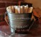 ANTIQUE PEWTER - Kindling Bucket - Fireside Accessory (kindling not included)