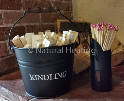BLACK - Kindling Bucket - Fireside Accessory (kindling not included)