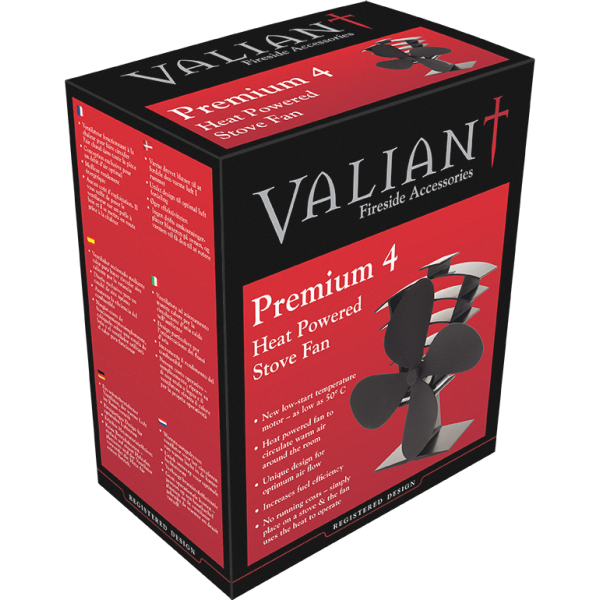 FIR361 Valiant Premium 4 Blade Heat Powered Log Burner Stove Fan 