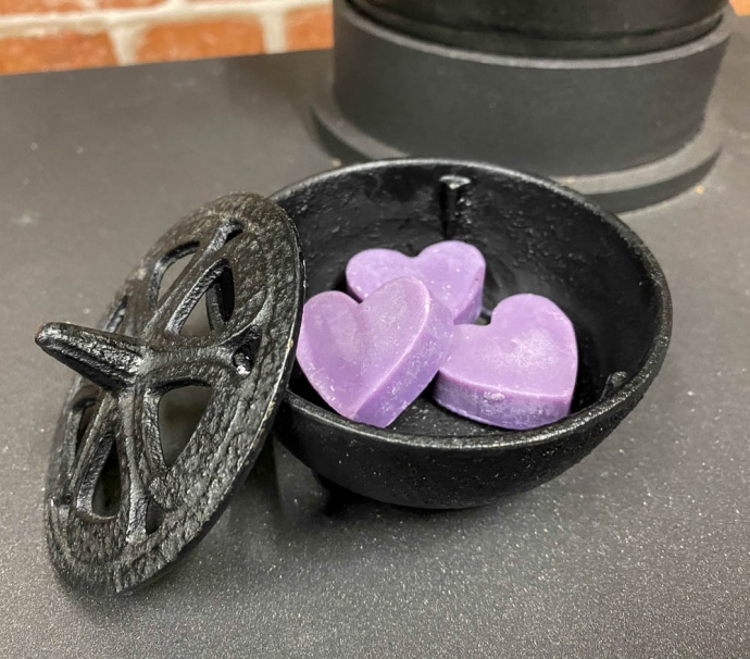 Cast Iron Incense Burner Lidded Pot / Dish for Wax Melt / Fragrance Oil