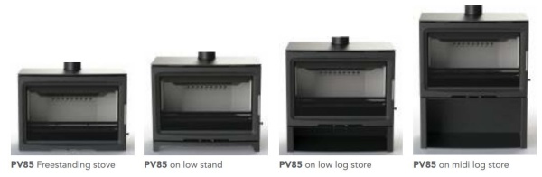 400mm Midi Log Store BLACK for PUREVISION PV85 8kw Multi Fuel Stove