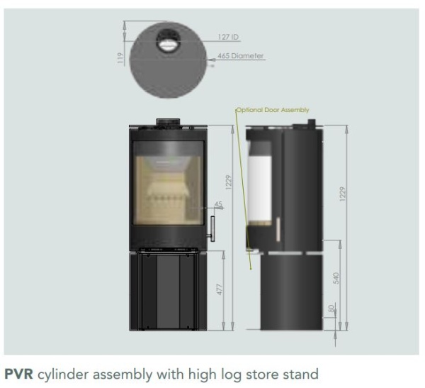 High Logstore (Black) for PUREVISION Cylinder Stove