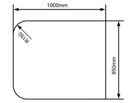 Glass Hearth for Stoves - Medium Standard - Clear 850mm x 1000mm x 12mm - COLLECTION ONLY