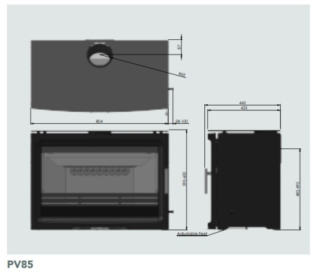 Charlton & Jenrick PUREVISION PV85 BLACK - 8kw Multi Fuel Stove