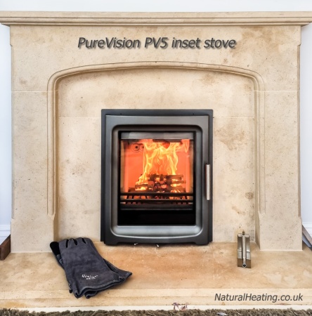 Purevision Metallic Grey 5kw Inset Stove PV5i-2