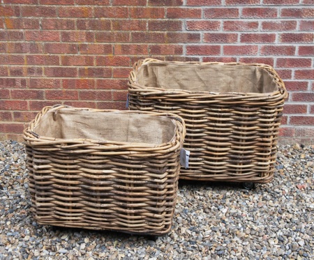 Large, Wheeled Log Basket RECTANGULAR (larger) 82cm w x 56cm d x 52cm h)