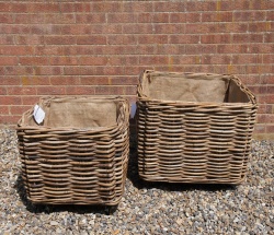 Large, Wheeled Log Basket SQUARE (larger) 68cm square x 60cm high  *COLLECTION ONLY*