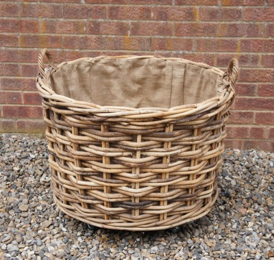 Large, Wheeled Log Basket ROUND (larger) 75cm dia x 52cm h *COLLECTION ONLY*
